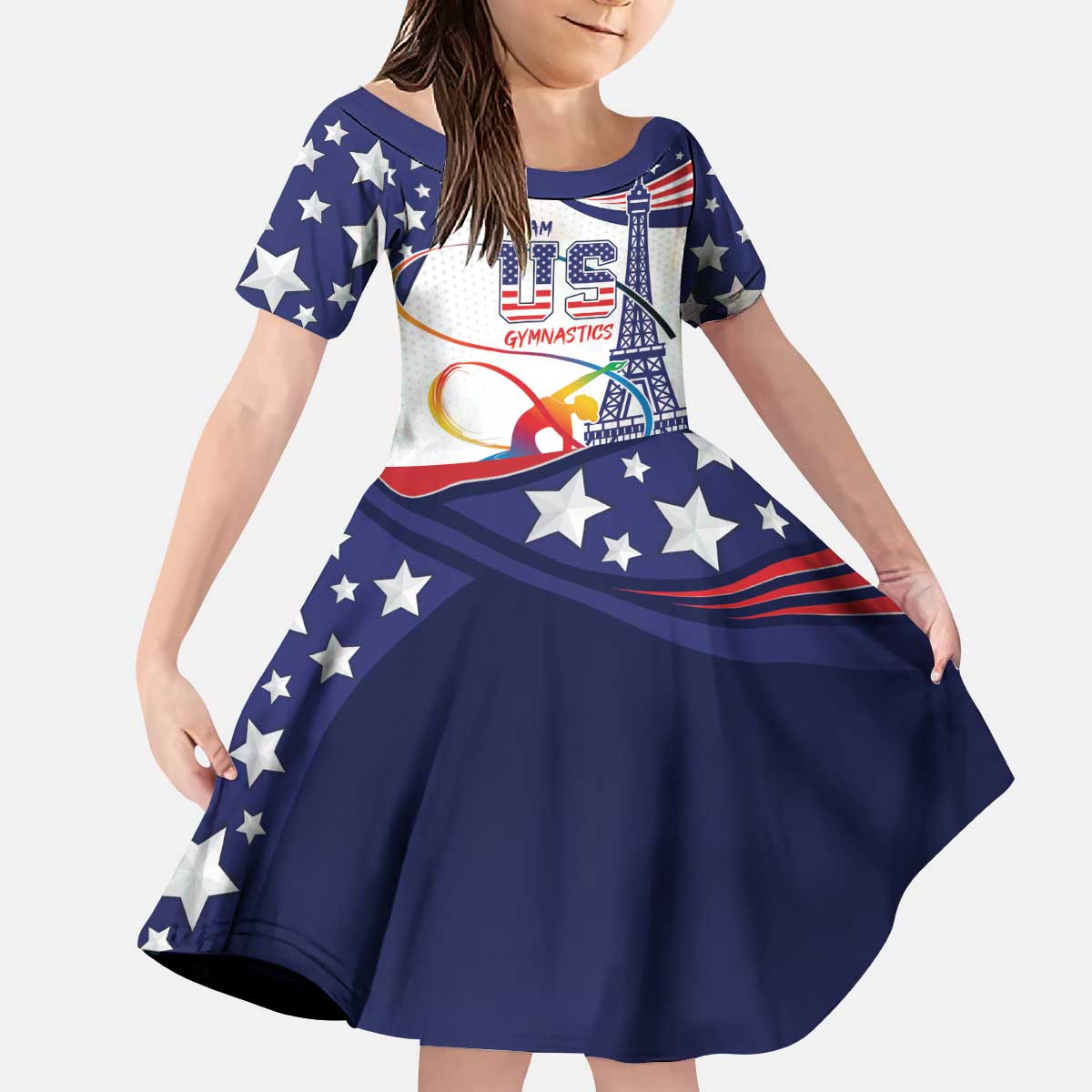Personalized USA Gymnastics Kid Short Sleeve Dress One For All Summer Sport - Wonder Print Shop