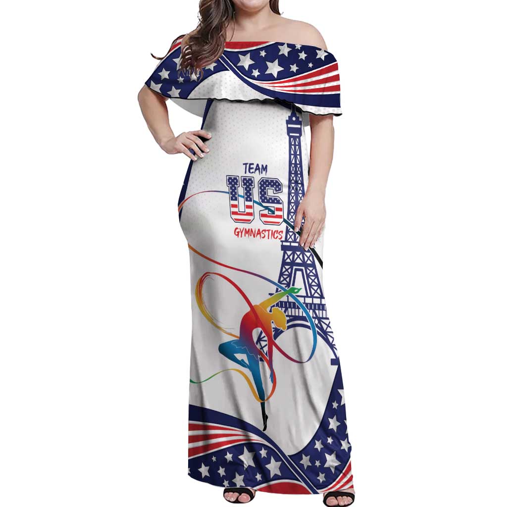 Personalized USA Gymnastics Off Shoulder Maxi Dress One For All Summer Sport - Wonder Print Shop