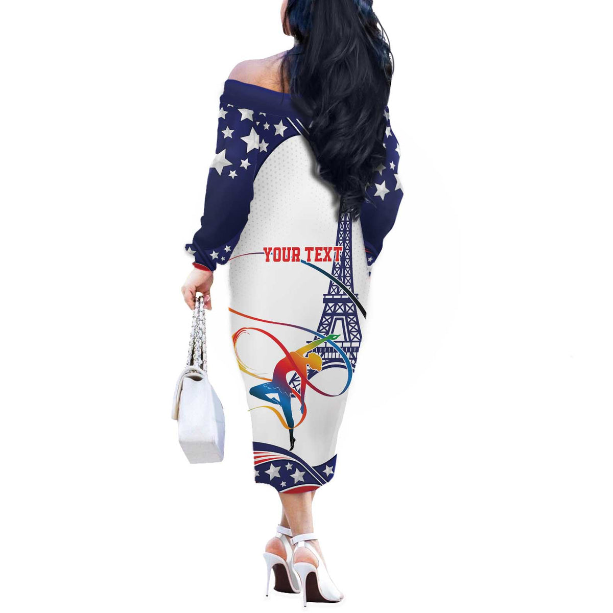 Personalized USA Gymnastics Off The Shoulder Long Sleeve Dress One For All Summer Sport - Wonder Print Shop