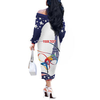 Personalized USA Gymnastics Off The Shoulder Long Sleeve Dress One For All Summer Sport - Wonder Print Shop