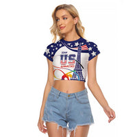 Personalized USA Gymnastics Raglan Cropped T Shirt One For All Summer Sport - Wonder Print Shop