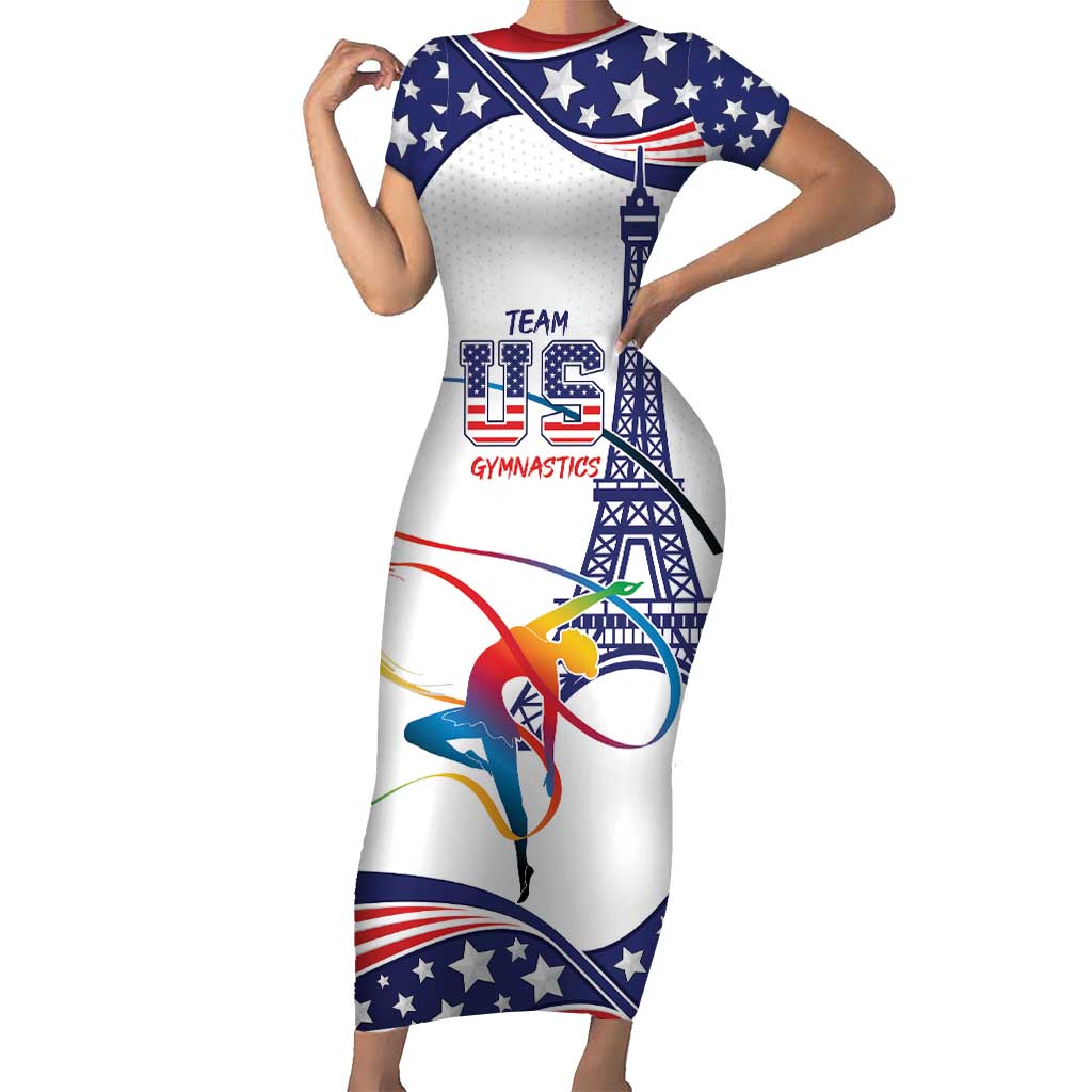 Personalized USA Gymnastics Short Sleeve Bodycon Dress One For All Summer Sport - Wonder Print Shop