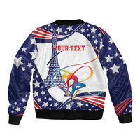 Personalized USA Gymnastics Sleeve Zip Bomber Jacket One For All Summer Sport - Wonder Print Shop