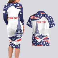 Personalized USA Swimming Couples Matching Long Sleeve Bodycon Dress and Hawaiian Shirt One For All Summer Sport LT9 - Wonder Print Shop