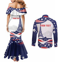 Personalized USA Swimming Couples Matching Mermaid Dress and Long Sleeve Button Shirt One For All Summer Sport