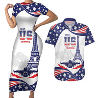 Personalized USA Swimming Couples Matching Short Sleeve Bodycon Dress and Hawaiian Shirt One For All Summer Sport LT9 - Wonder Print Shop