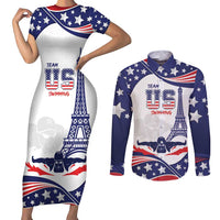 Personalized USA Swimming Couples Matching Short Sleeve Bodycon Dress and Long Sleeve Button Shirt One For All Summer Sport LT9 - Wonder Print Shop