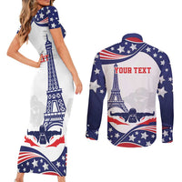 Personalized USA Swimming Couples Matching Short Sleeve Bodycon Dress and Long Sleeve Button Shirt One For All Summer Sport LT9 - Wonder Print Shop