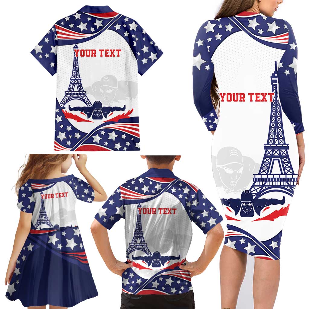 Personalized USA Swimming Family Matching Long Sleeve Bodycon Dress and Hawaiian Shirt One For All Summer Sport LT9 - Wonder Print Shop