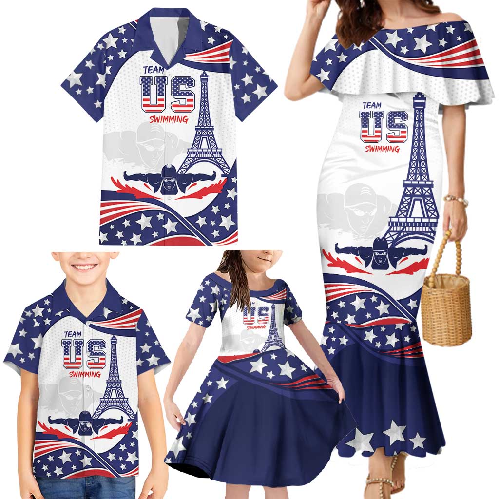 Personalized USA Swimming Family Matching Mermaid Dress and Hawaiian Shirt One For All Summer Sport LT9 - Wonder Print Shop