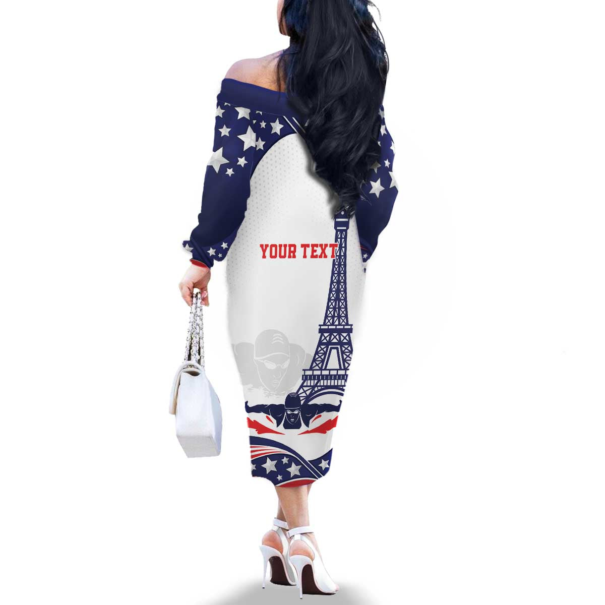 Personalized USA Swimming Family Matching Off The Shoulder Long Sleeve Dress and Hawaiian Shirt One For All Summer Sport - Wonder Print Shop