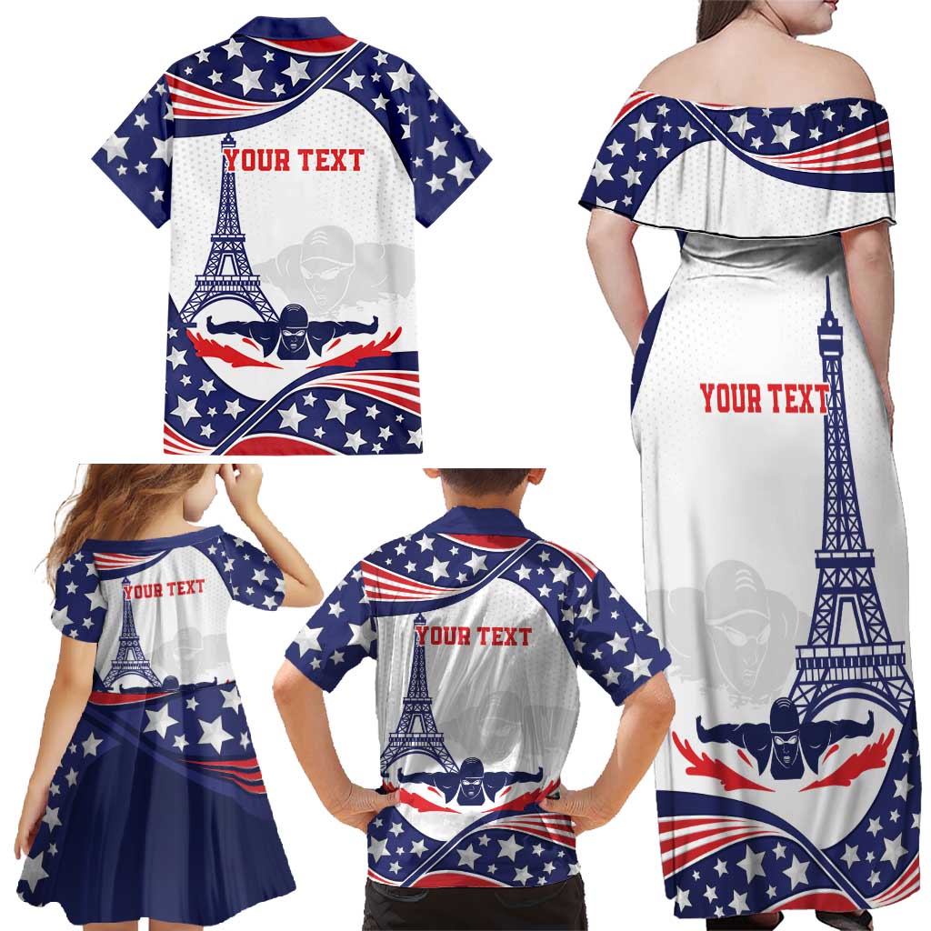 Personalized USA Swimming Family Matching Off Shoulder Maxi Dress and Hawaiian Shirt One For All Summer Sport LT9 - Wonder Print Shop