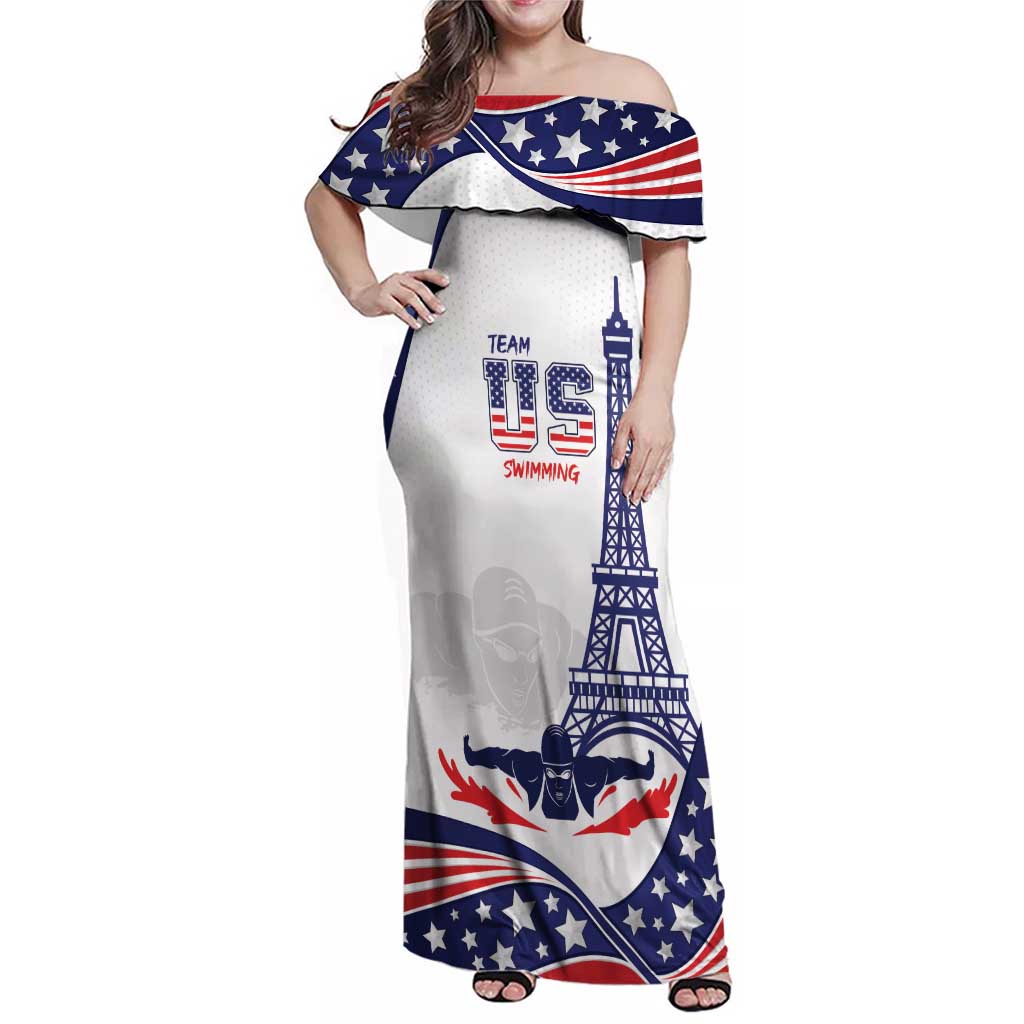 Personalized USA Swimming Family Matching Off Shoulder Maxi Dress and Hawaiian Shirt One For All Summer Sport LT9 - Wonder Print Shop