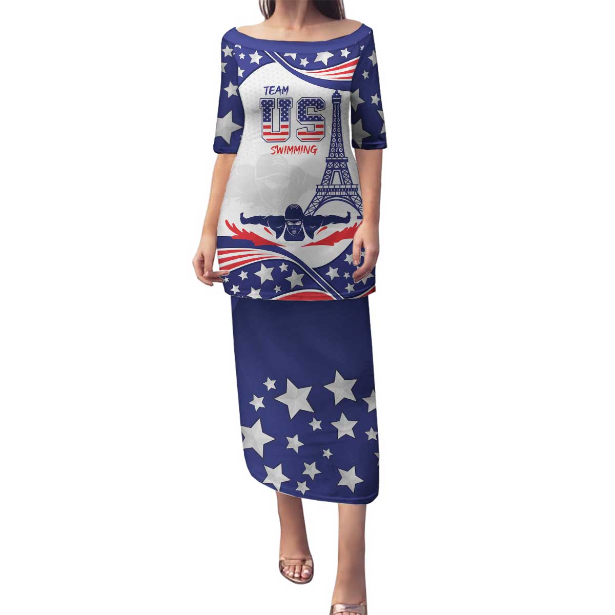 Personalized USA Swimming Family Matching Puletasi and Hawaiian Shirt One For All Summer Sport - Wonder Print Shop