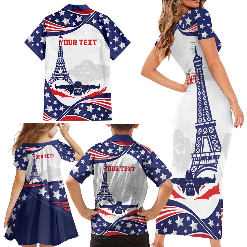 Personalized USA Swimming Family Matching Short Sleeve Bodycon Dress and Hawaiian Shirt One For All Summer Sport - Wonder Print Shop