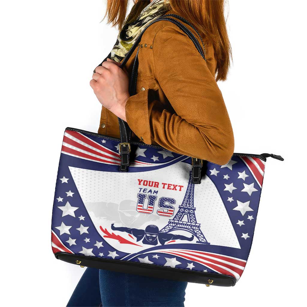 Personalized USA Swimming Leather Tote Bag One For All Summer Sport - Wonder Print Shop