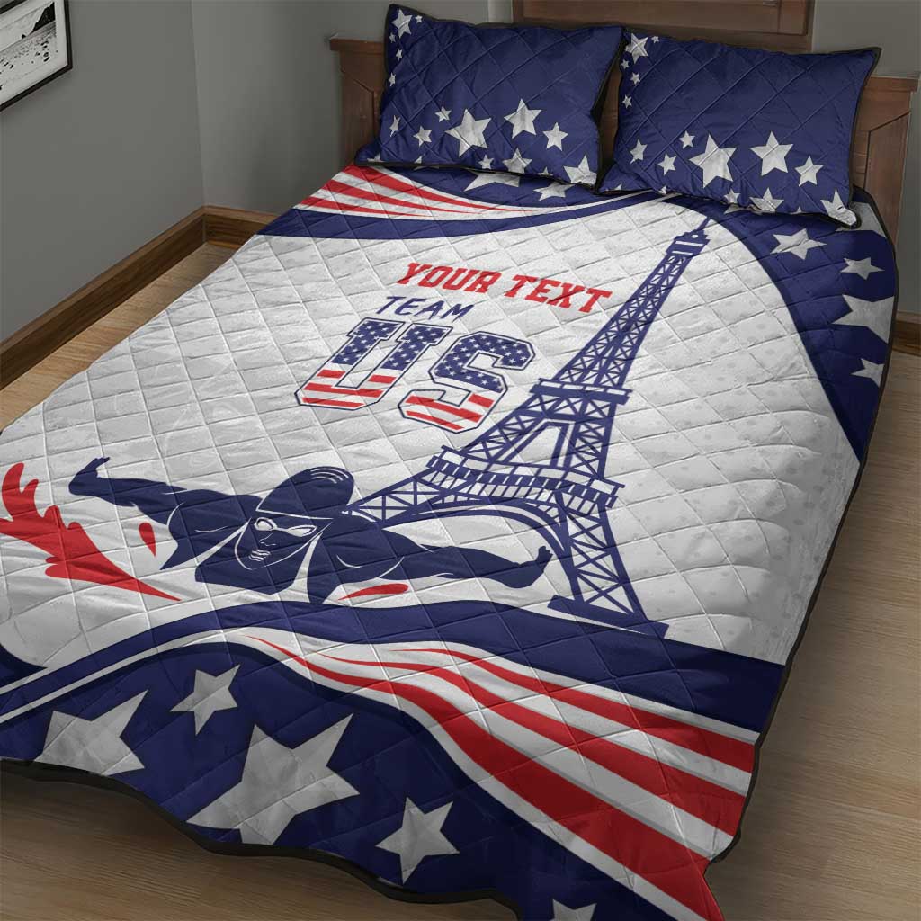 Personalized USA Swimming Quilt Bed Set One For All Summer Sport - Wonder Print Shop