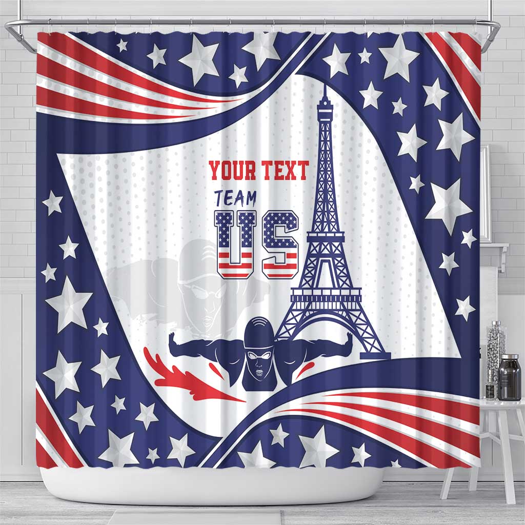 Personalized USA Swimming Shower Curtain One For All Summer Sport