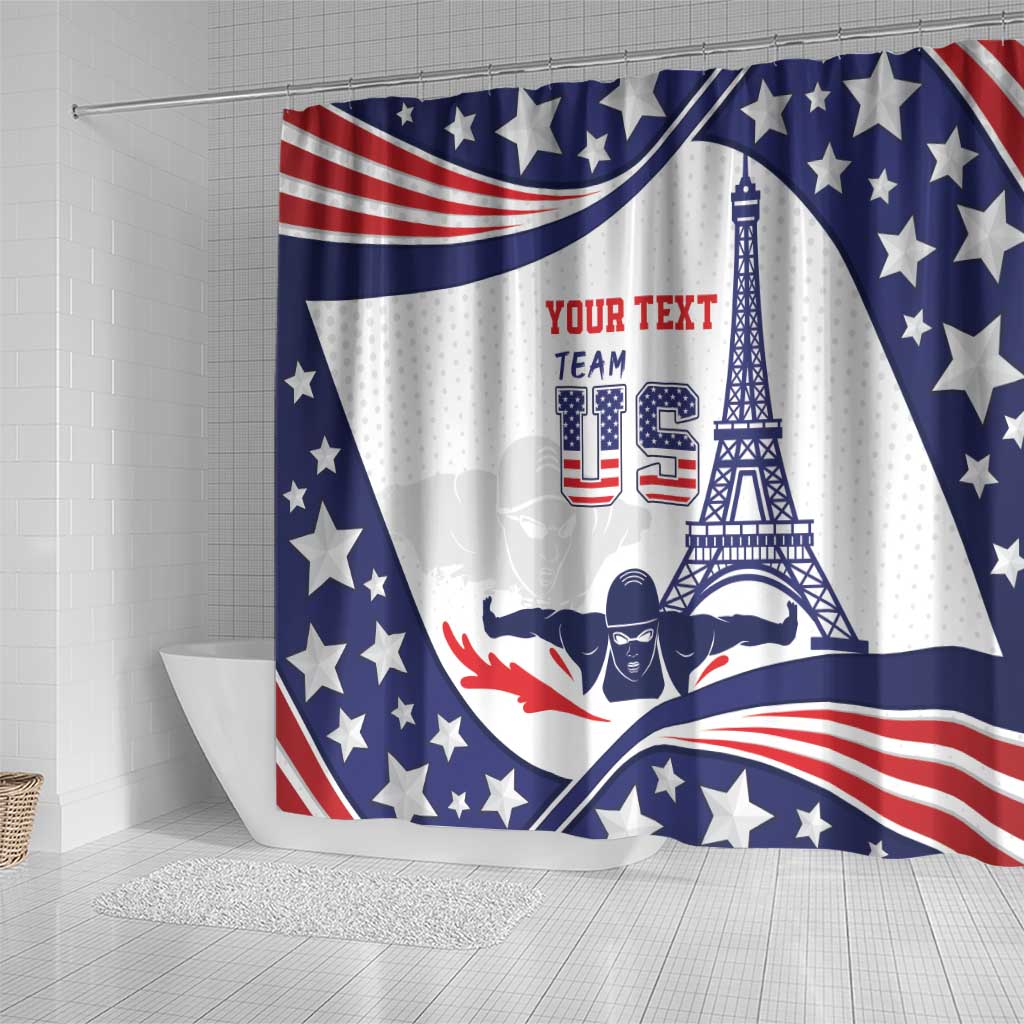 Personalized USA Swimming Shower Curtain One For All Summer Sport