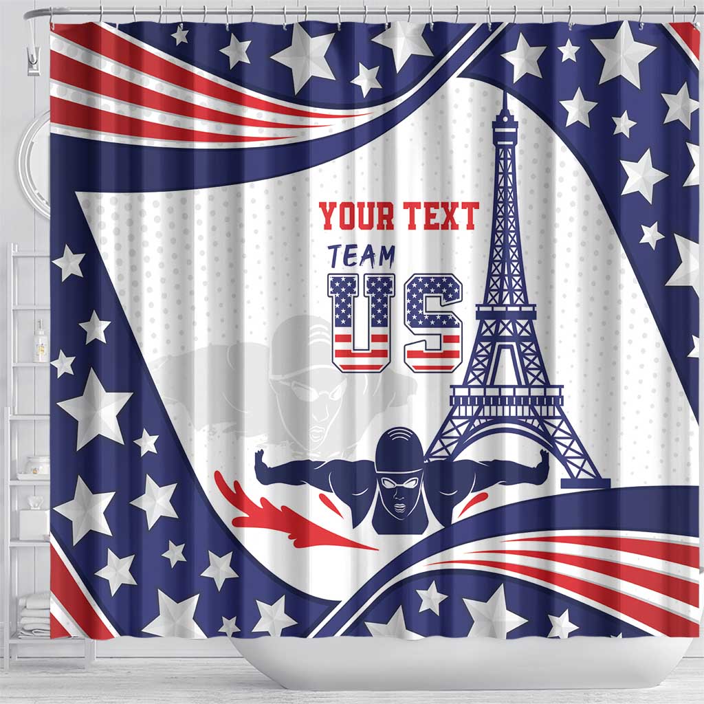 Personalized USA Swimming Shower Curtain One For All Summer Sport