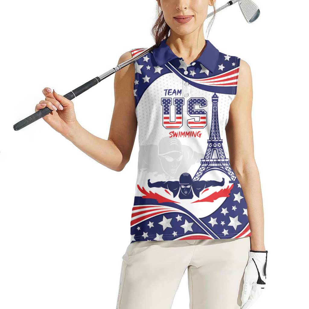 Personalized USA Swimming Women Sleeveless Polo Shirt One For All Summer Sport - Wonder Print Shop
