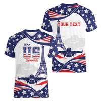 Personalized USA Swimming Women V-Neck T-Shirt One For All Summer Sport - Wonder Print Shop