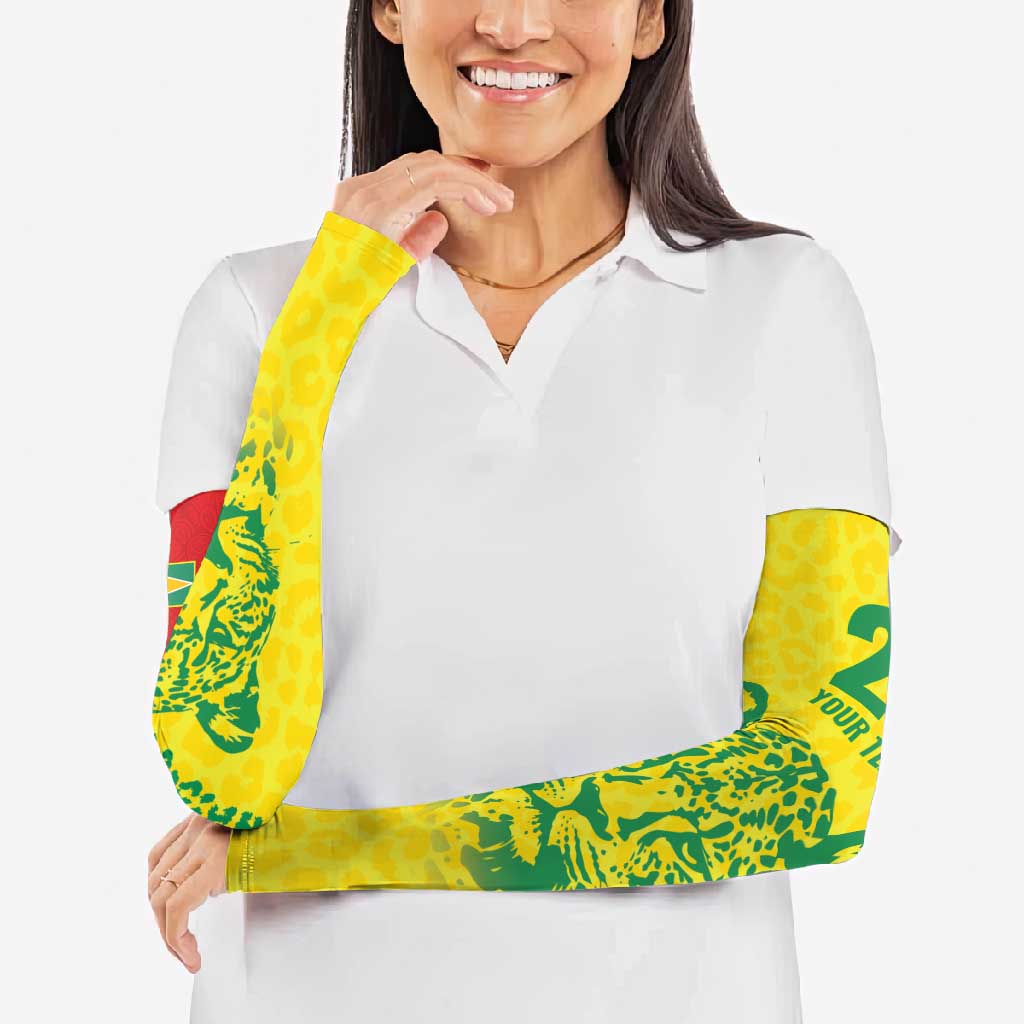 Custom Guyana Golden Jaguars Arm Sleeves Heritage Flame Edition - Wonder Print Shop
