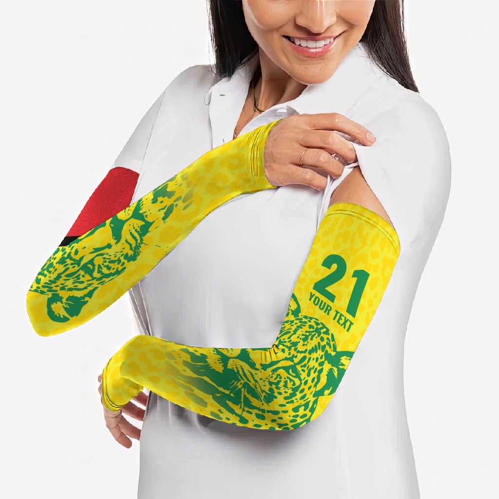 Custom Guyana Golden Jaguars Arm Sleeves Heritage Flame Edition - Wonder Print Shop