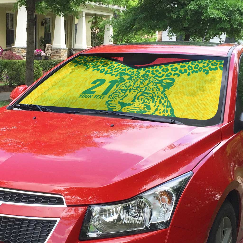 Custom Guyana Golden Jaguars Auto Sun Shade Heritage Flame Edition - Wonder Print Shop