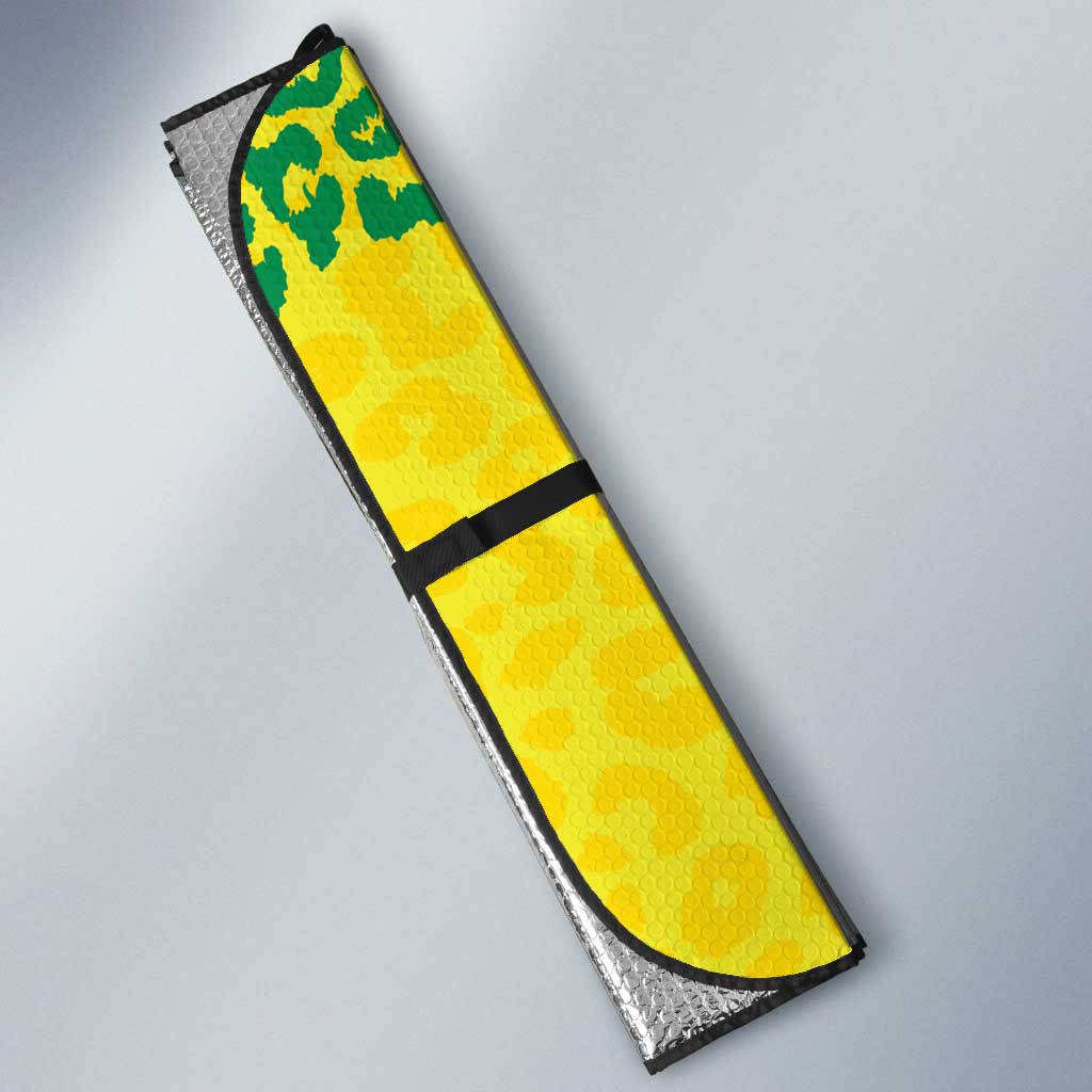 Custom Guyana Golden Jaguars Auto Sun Shade Heritage Flame Edition - Wonder Print Shop