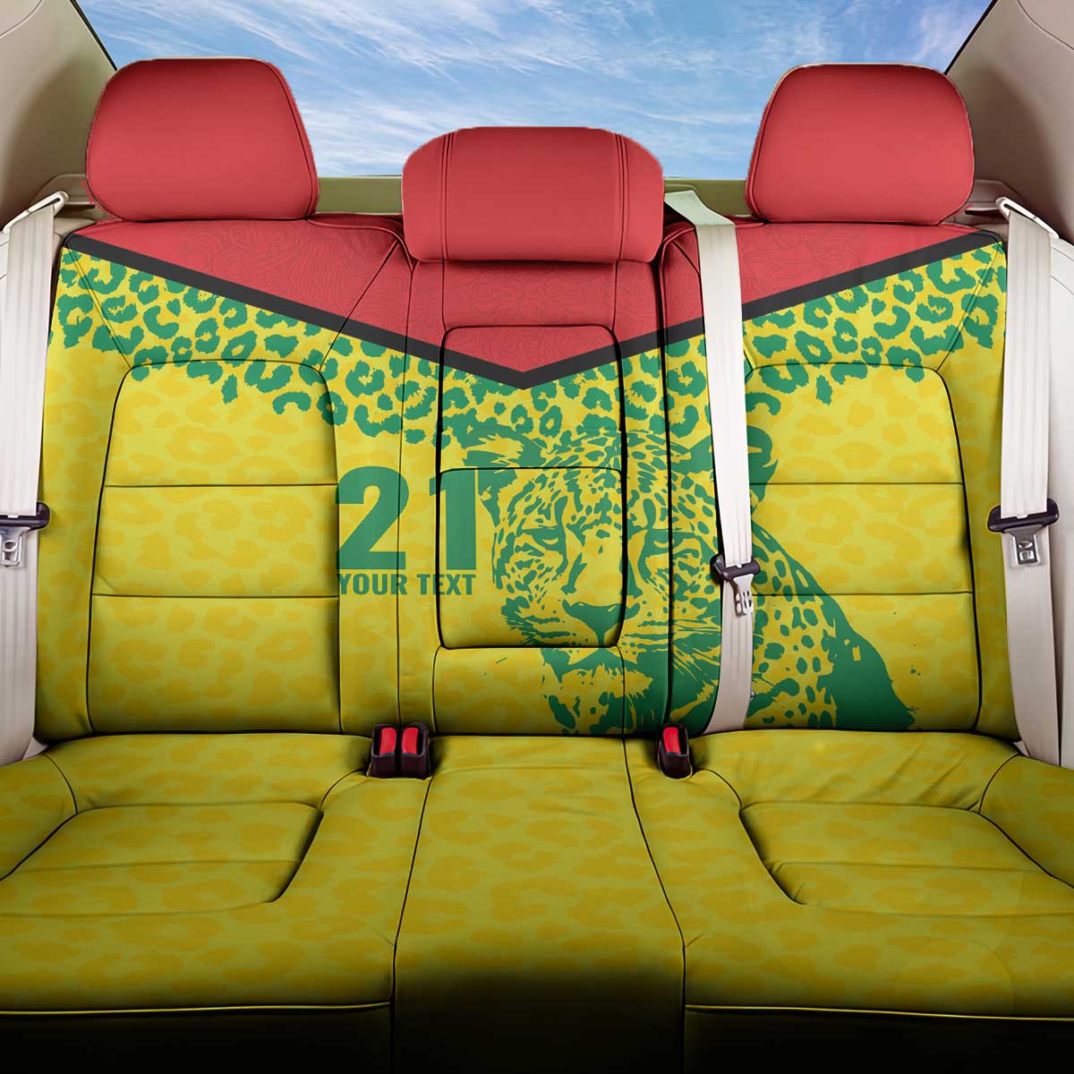 Custom Guyana Golden Jaguars Back Car Seat Cover Heritage Flame Edition - Wonder Print Shop