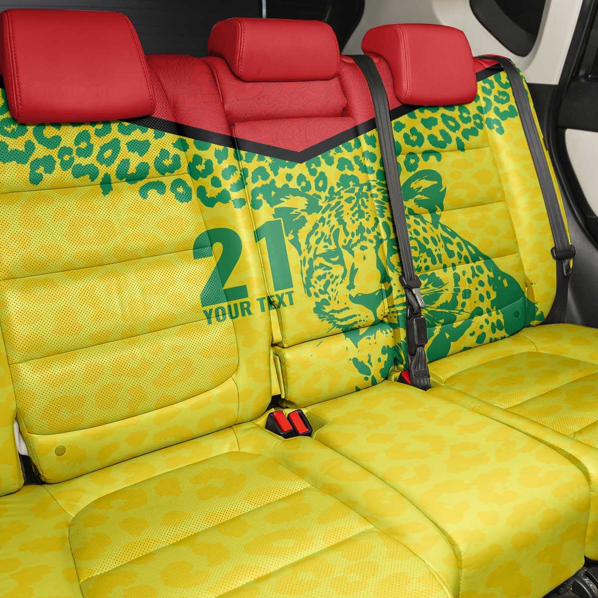 Custom Guyana Golden Jaguars Back Car Seat Cover Heritage Flame Edition - Wonder Print Shop