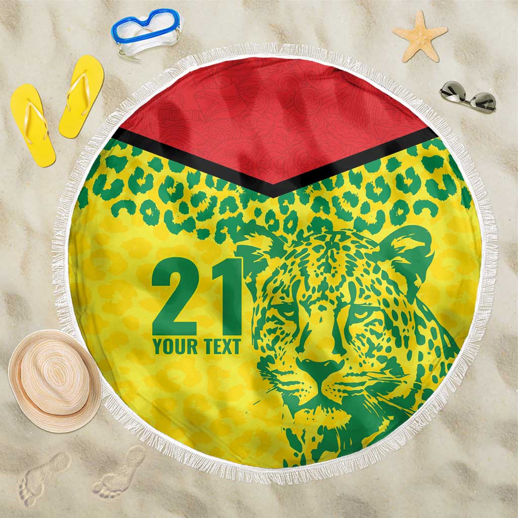 Custom Guyana Golden Jaguars Beach Blanket Heritage Flame Edition - Wonder Print Shop