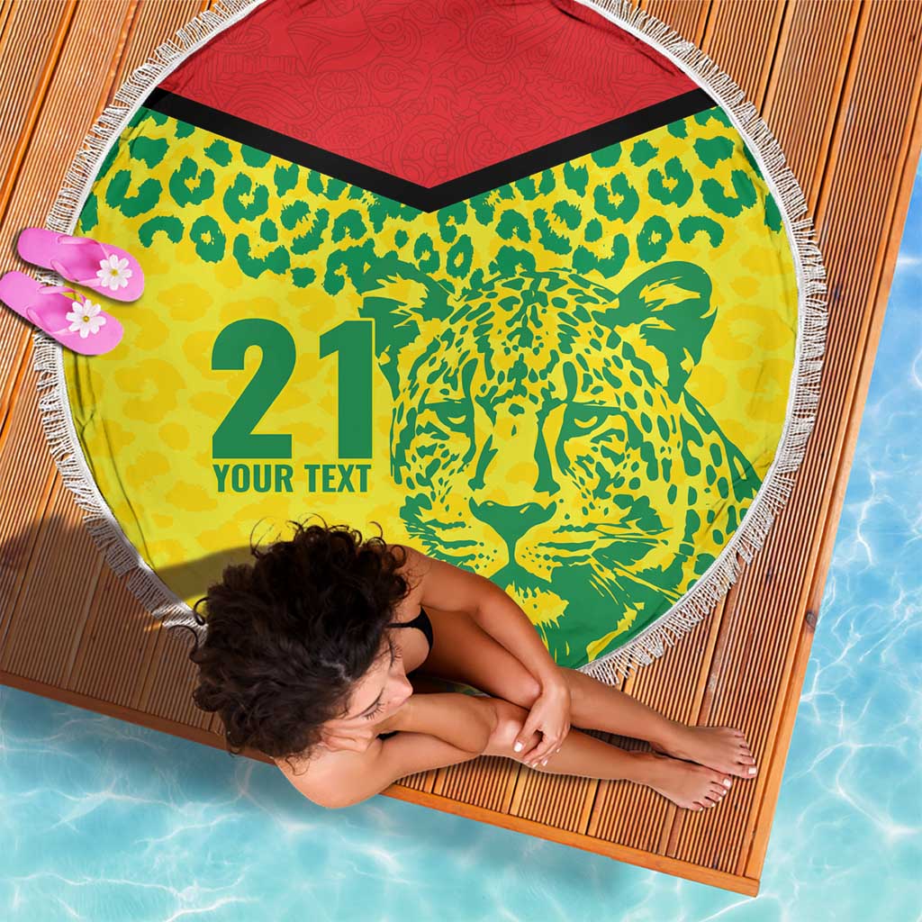 Custom Guyana Golden Jaguars Beach Blanket Heritage Flame Edition - Wonder Print Shop