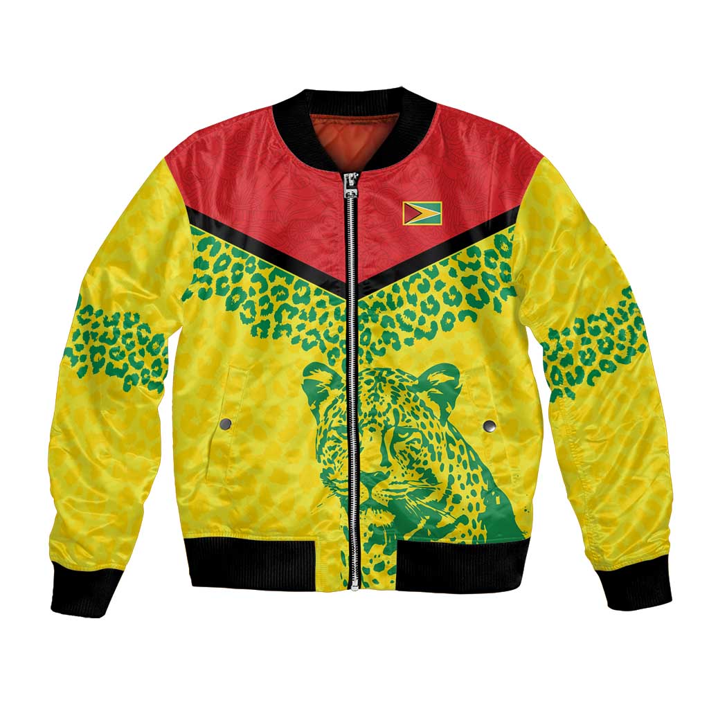 Custom Guyana Golden Jaguars Bomber Jacket Heritage Flame Edition - Wonder Print Shop