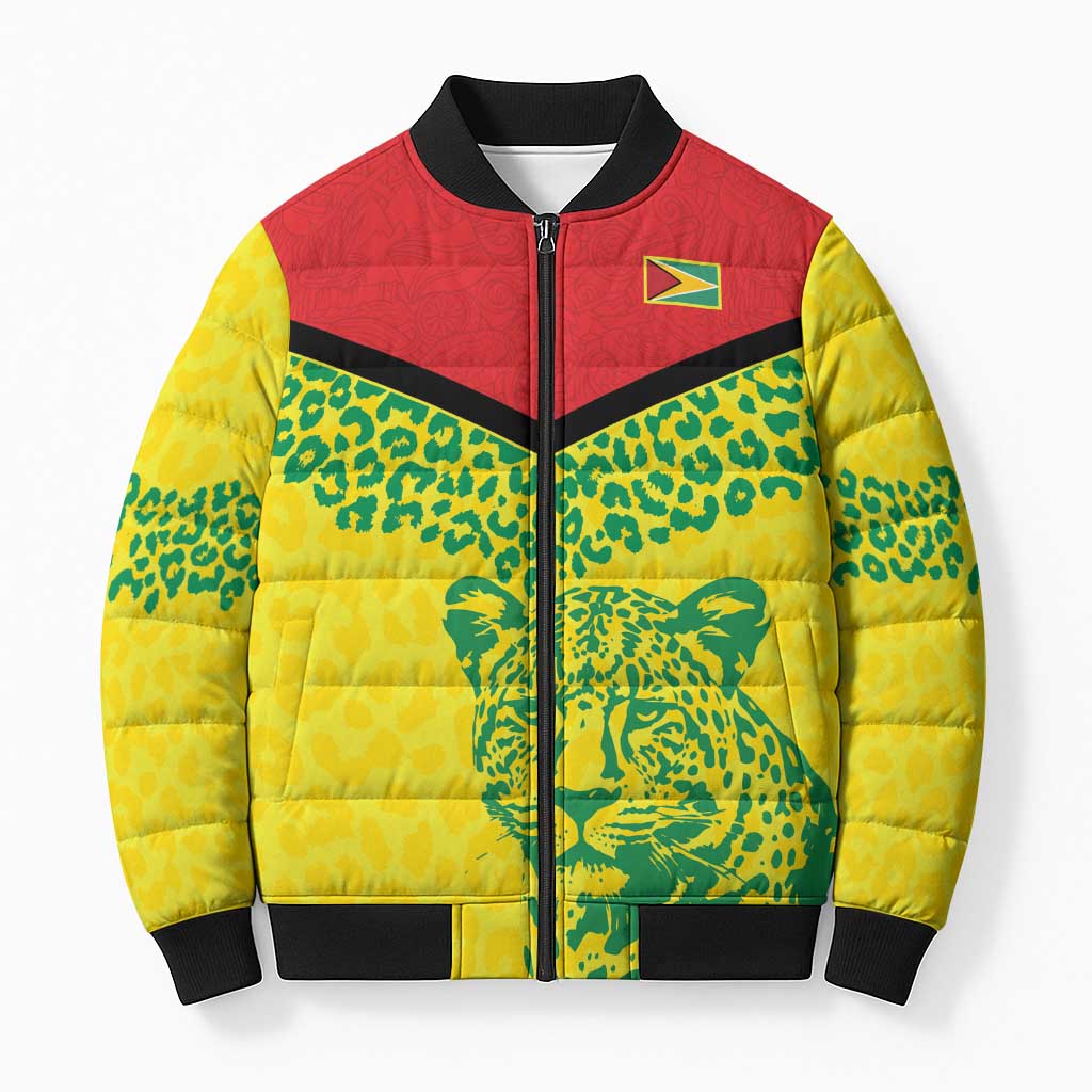 Custom Guyana Golden Jaguars Bomber Puffer Jacket Heritage Flame Edition - Wonder Print Shop