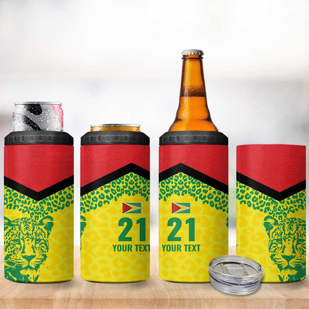 Custom Guyana Golden Jaguars 4 in 1 Can Cooler Tumbler Heritage Flame Edition - Wonder Print Shop