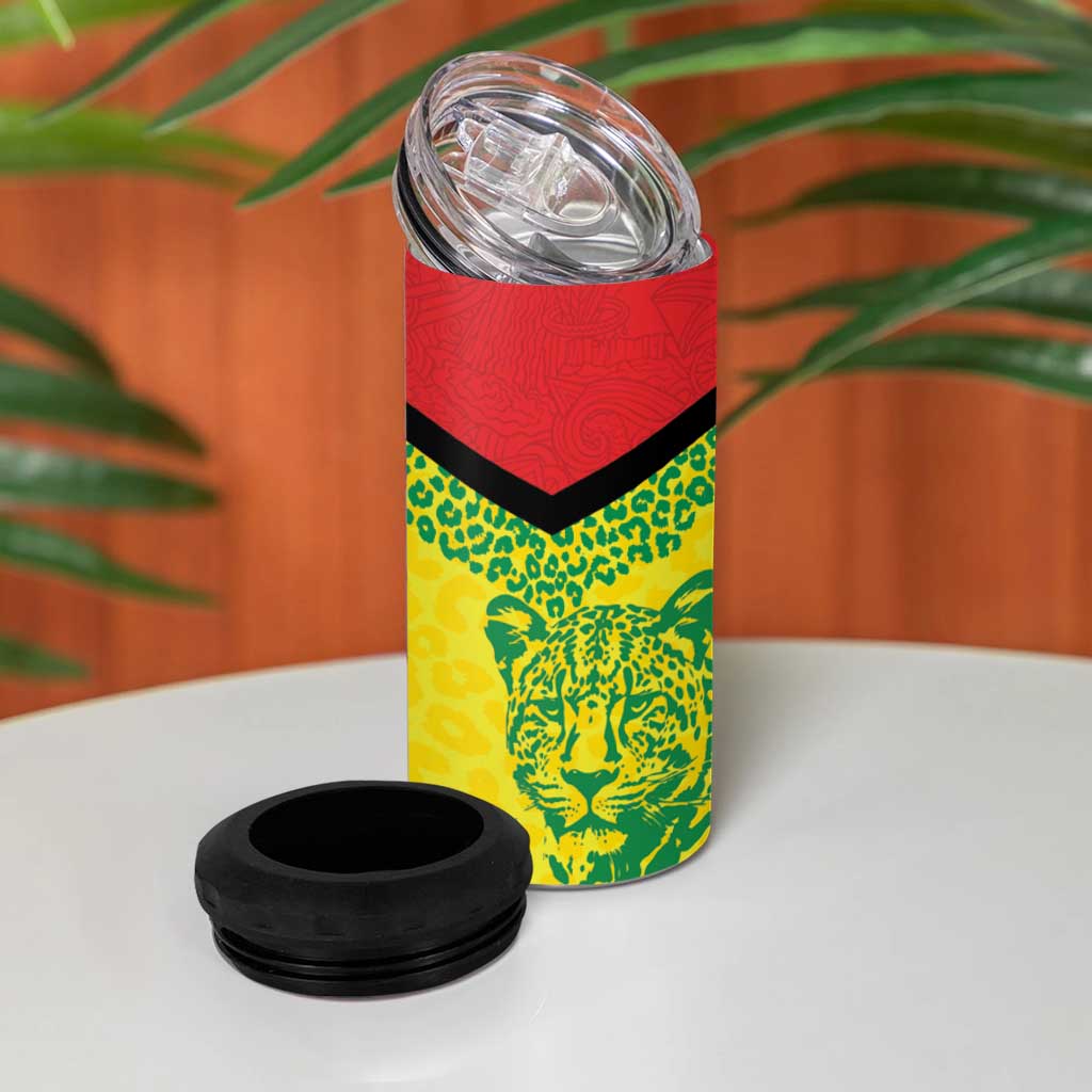 Custom Guyana Golden Jaguars 4 in 1 Can Cooler Tumbler Heritage Flame Edition - Wonder Print Shop