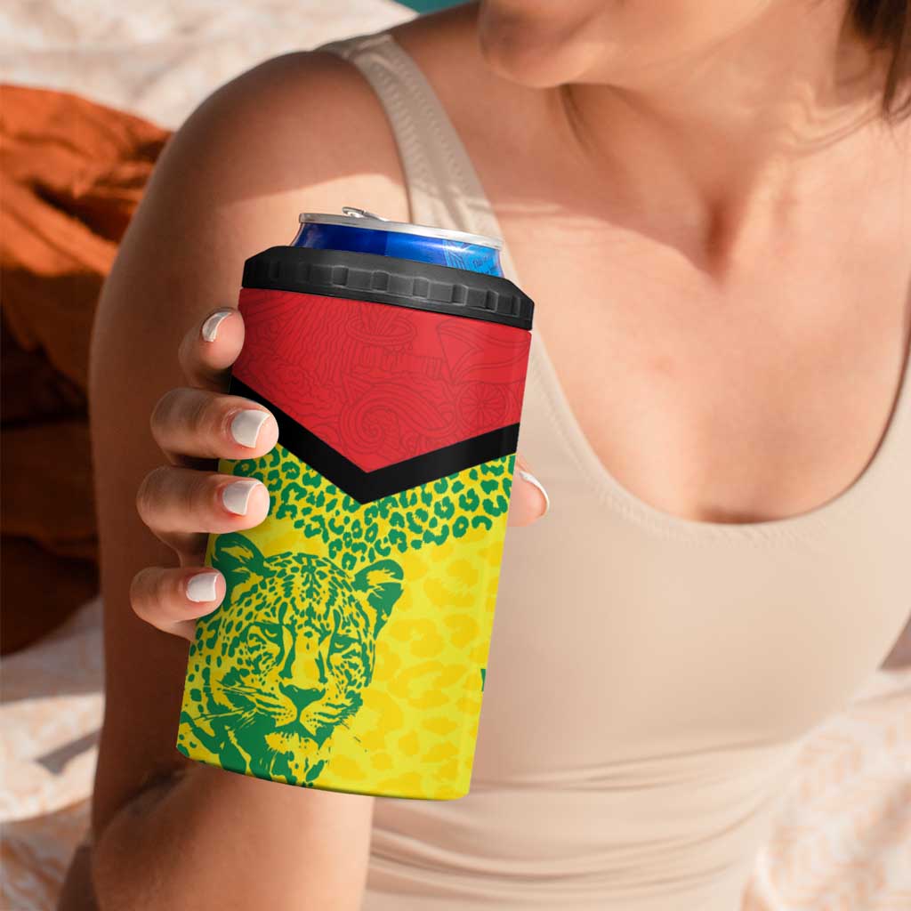 Custom Guyana Golden Jaguars 4 in 1 Can Cooler Tumbler Heritage Flame Edition - Wonder Print Shop