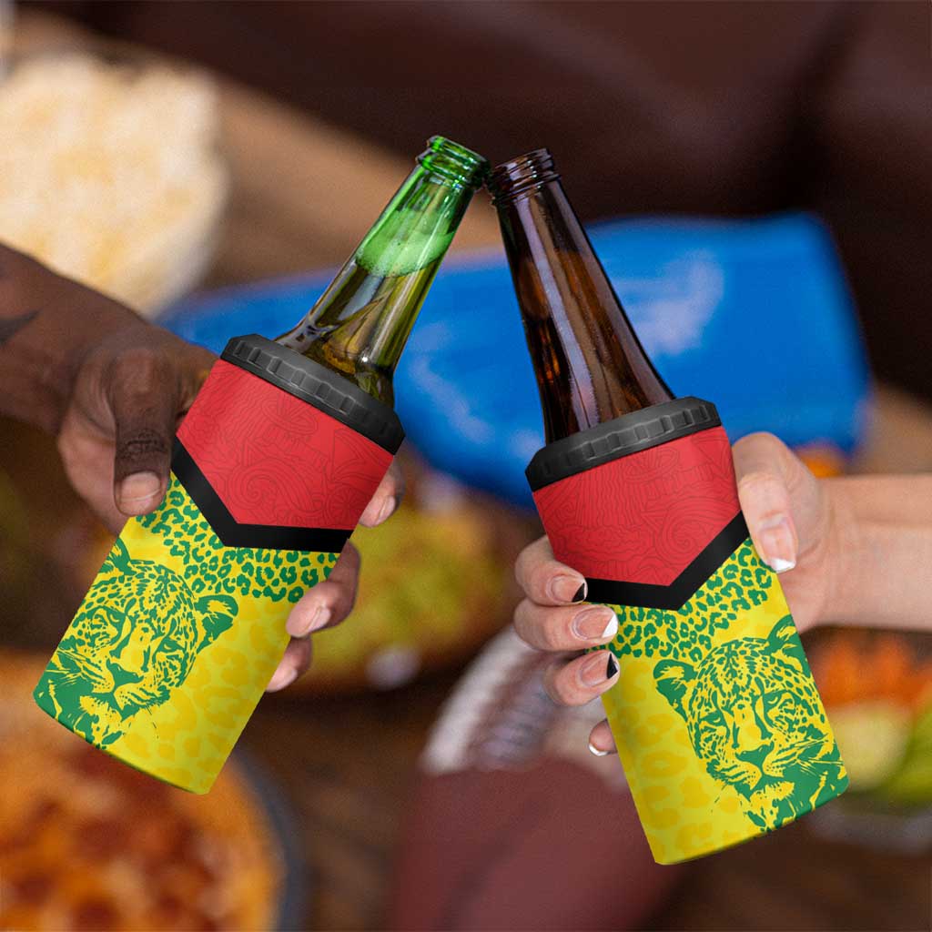 Custom Guyana Golden Jaguars 4 in 1 Can Cooler Tumbler Heritage Flame Edition - Wonder Print Shop