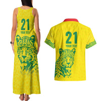Custom Guyana Golden Jaguars Couples Matching Tank Maxi Dress and Hawaiian Shirt Heritage Flame Edition - Wonder Print Shop