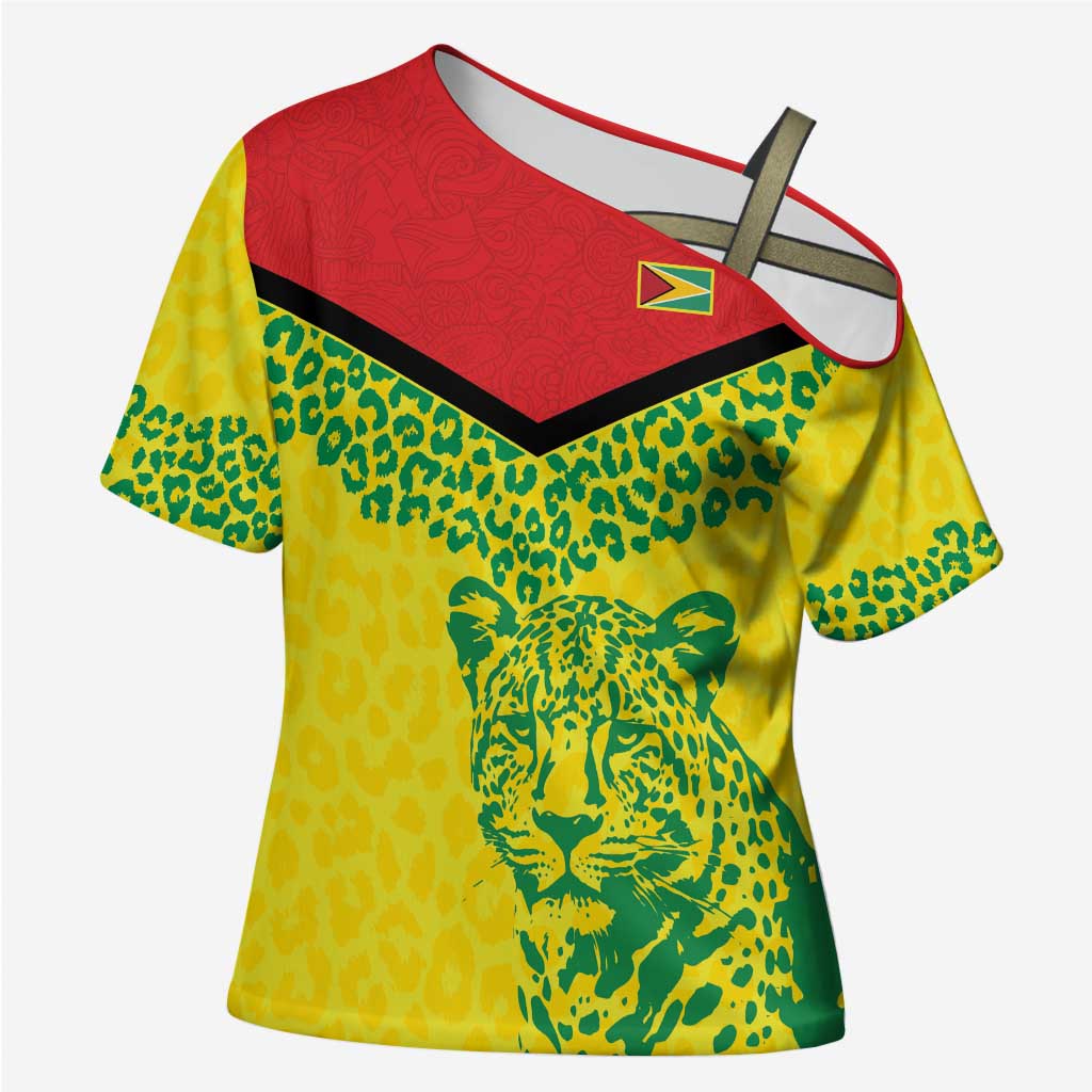 Custom Guyana Golden Jaguars Cross Shoulder Shirt Heritage Flame Edition - Wonder Print Shop