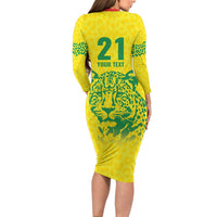 Custom Guyana Golden Jaguars Family Matching Long Sleeve Bodycon Dress and Hawaiian Shirt Heritage Flame Edition - Wonder Print Shop
