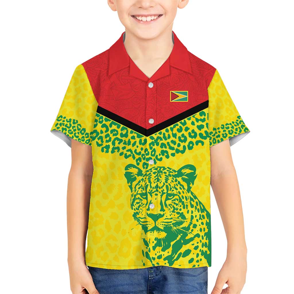 Custom Guyana Golden Jaguars Family Matching Long Sleeve Bodycon Dress and Hawaiian Shirt Heritage Flame Edition - Wonder Print Shop