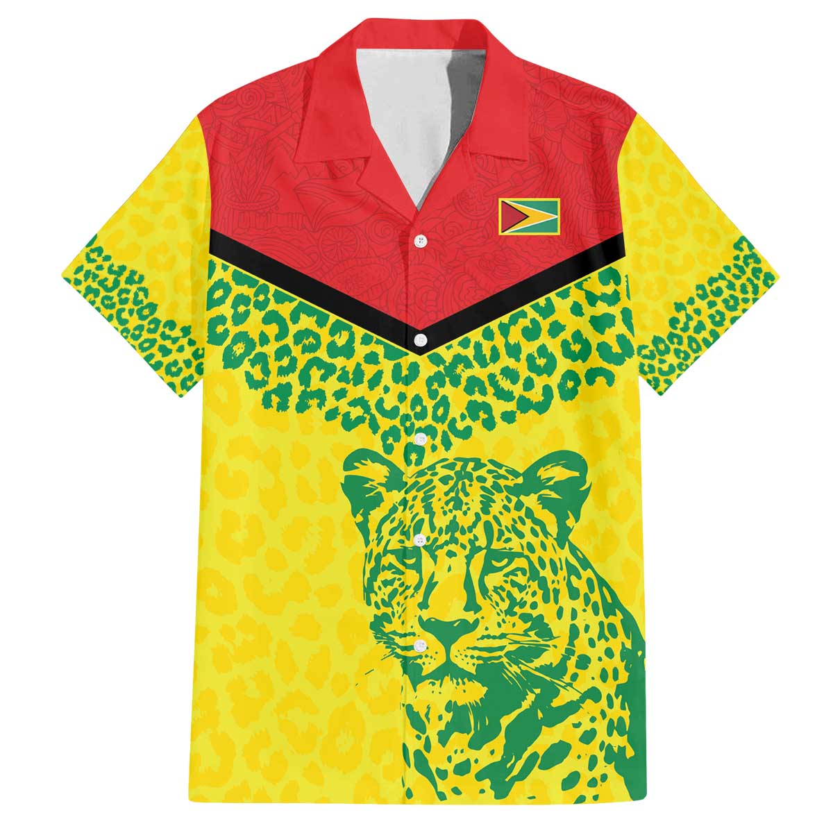 Custom Guyana Golden Jaguars Family Matching Off The Shoulder Long Sleeve Dress and Hawaiian Shirt Heritage Flame Edition - Wonder Print Shop