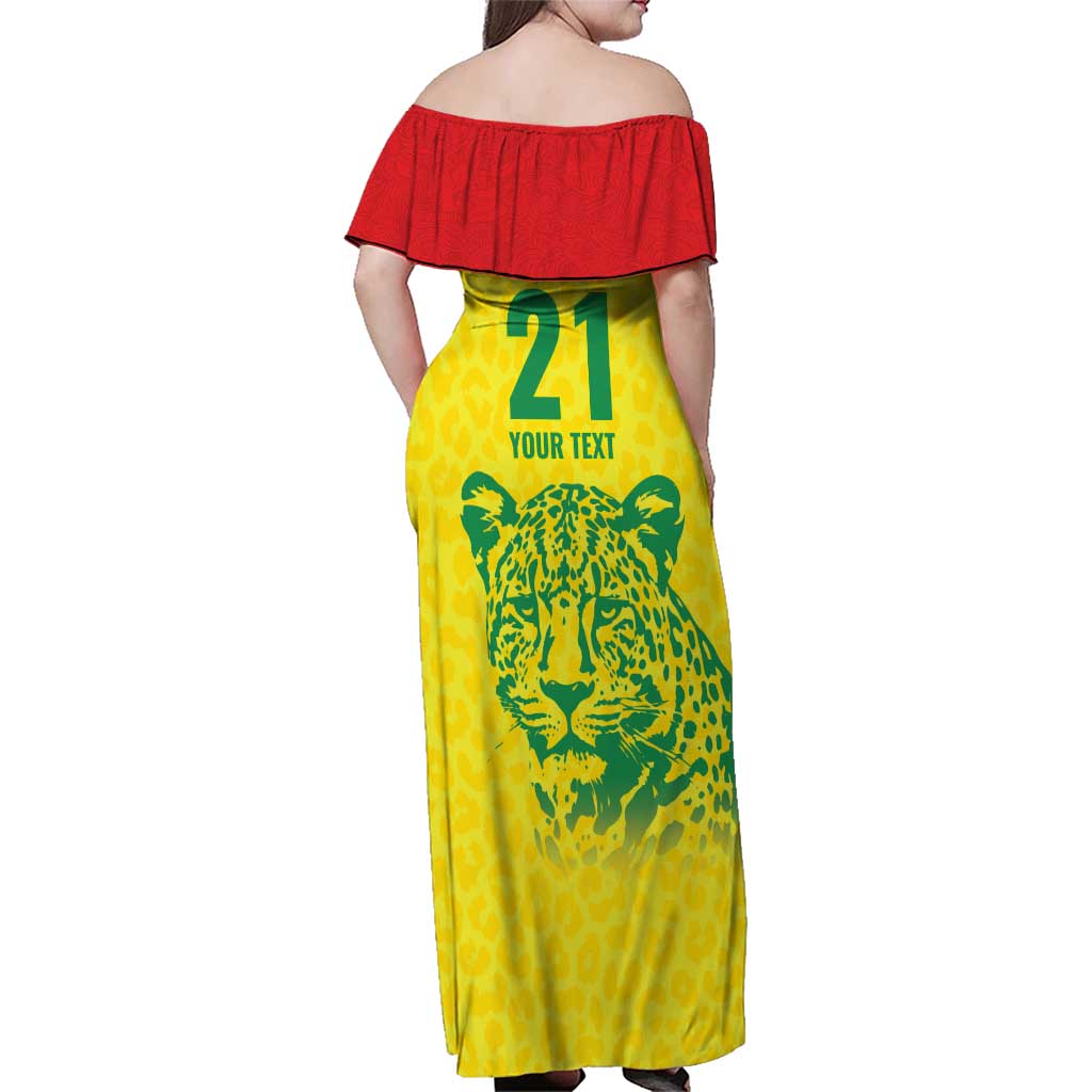 Custom Guyana Golden Jaguars Family Matching Off Shoulder Maxi Dress and Hawaiian Shirt Heritage Flame Edition - Wonder Print Shop