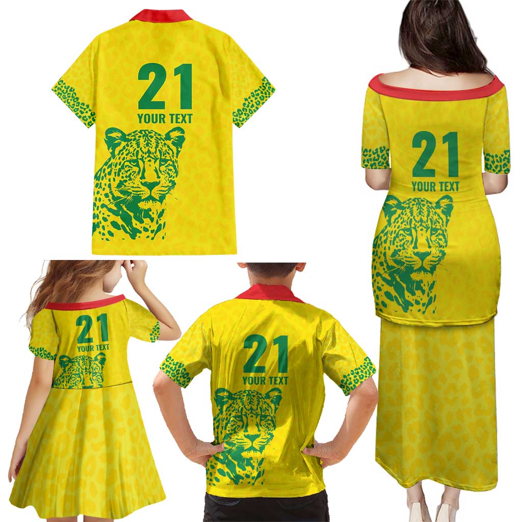 Custom Guyana Golden Jaguars Family Matching Puletasi and Hawaiian Shirt Heritage Flame Edition - Wonder Print Shop
