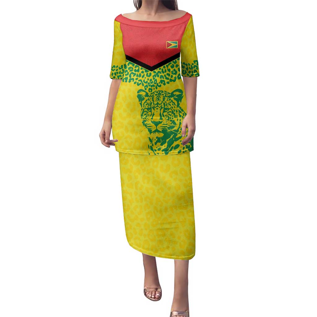 Custom Guyana Golden Jaguars Family Matching Puletasi and Hawaiian Shirt Heritage Flame Edition - Wonder Print Shop