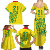 Custom Guyana Golden Jaguars Family Matching Summer Maxi Dress and Hawaiian Shirt Heritage Flame Edition - Wonder Print Shop