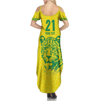 Custom Guyana Golden Jaguars Family Matching Summer Maxi Dress and Hawaiian Shirt Heritage Flame Edition - Wonder Print Shop